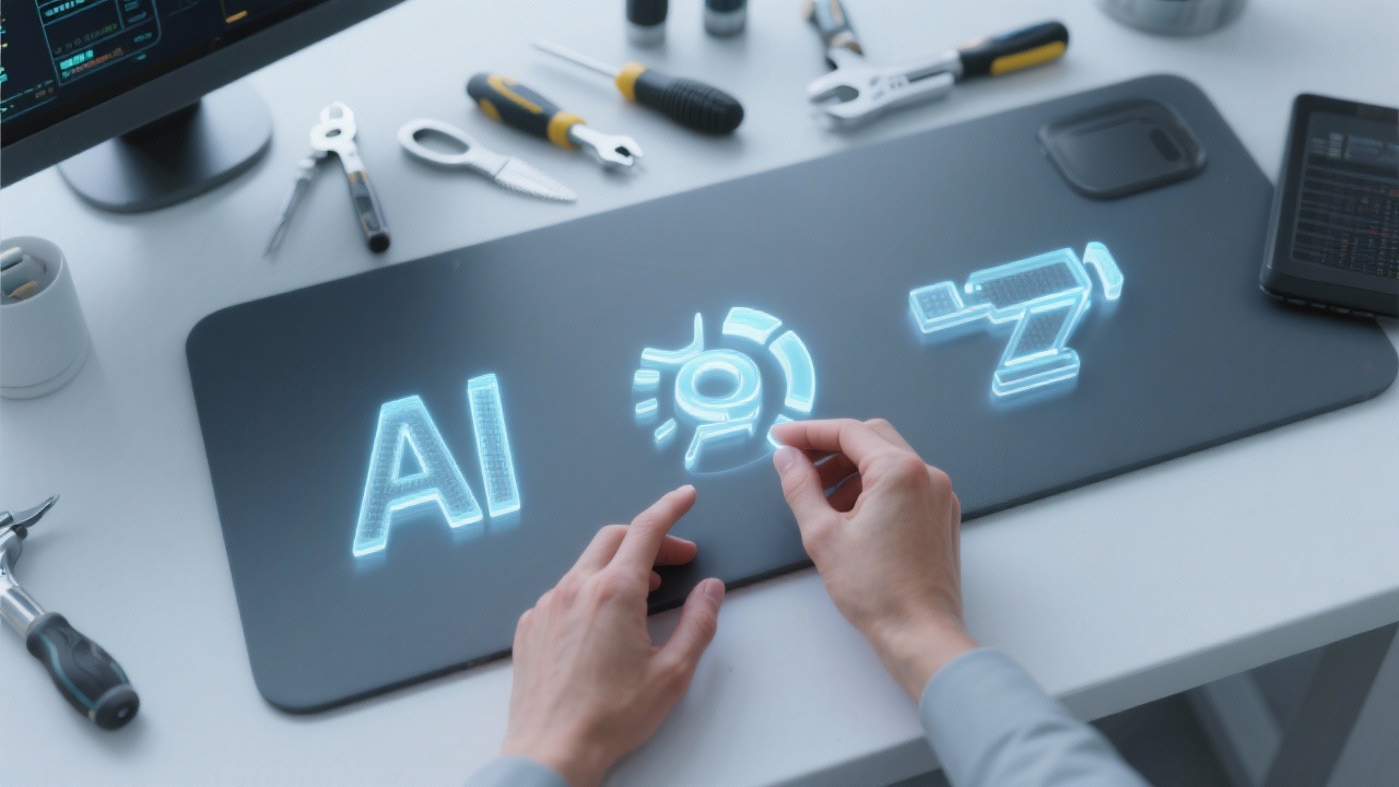 다양한 생성형 AI 툴 중에서 자신의 목적에 맞는 도구를 신중하게 선택하는 모습.